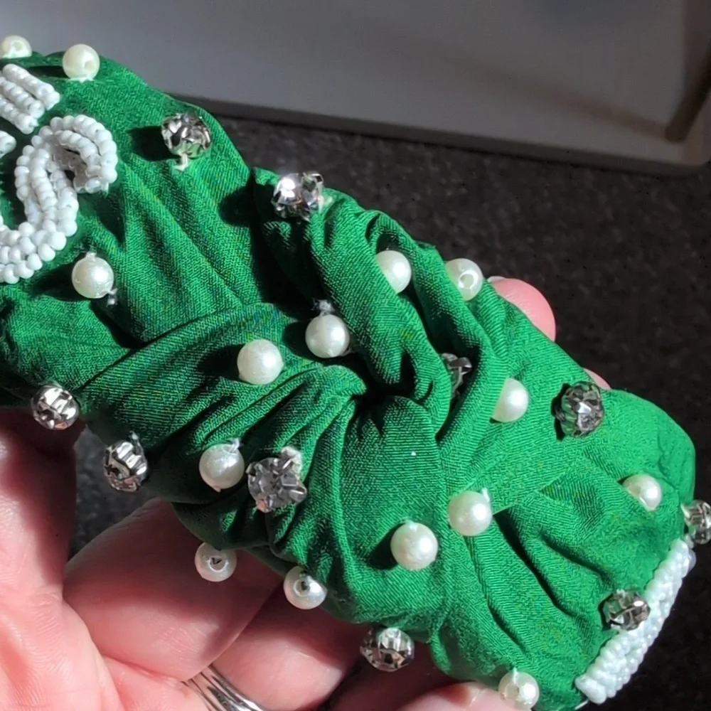 Go Birds Kelly Green Philadelphia Eagles beaded Pearl and Embellished Headband